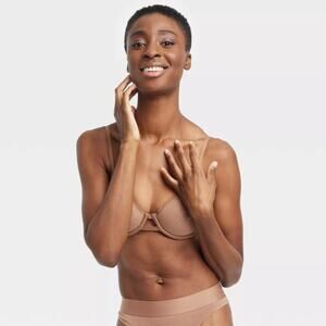 Auden Women's Mesh Unlined Demi Bra Brown 38DD